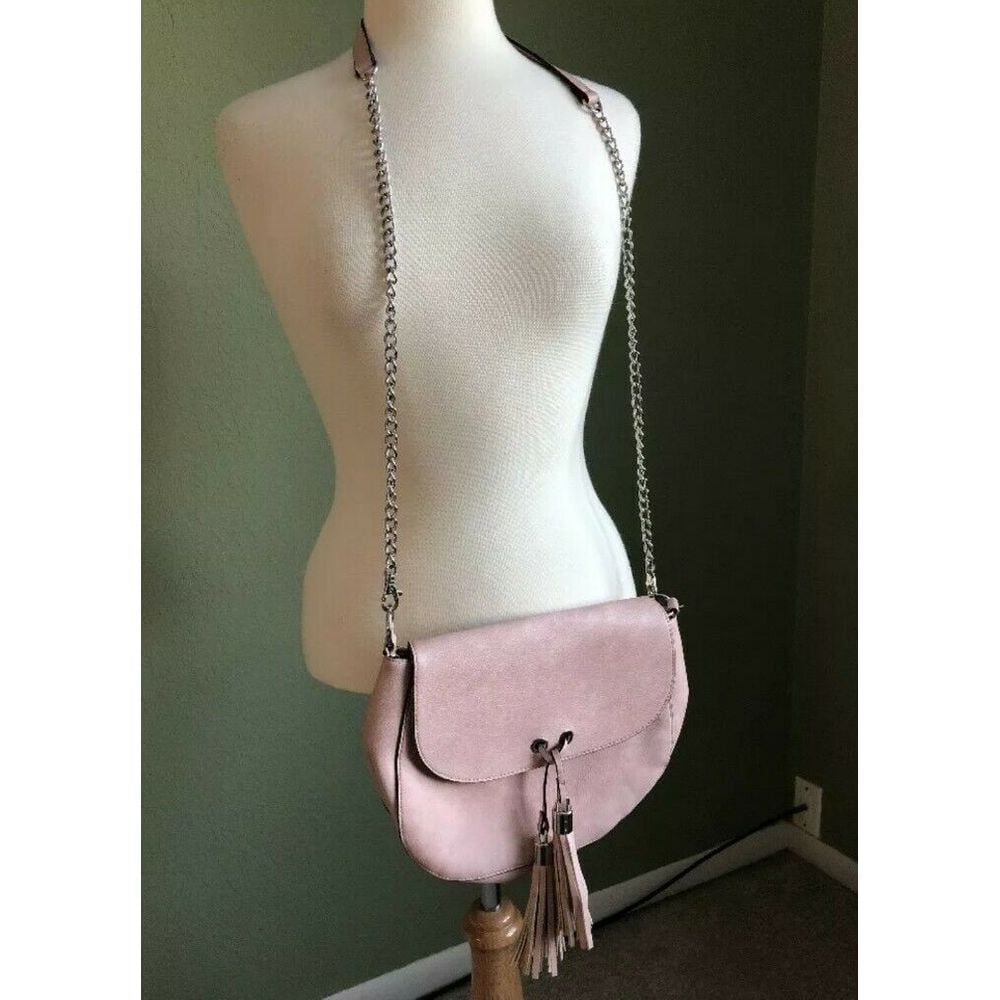 Madden Girl Blush Pale Pink Crossbody Silver Chain Tassel